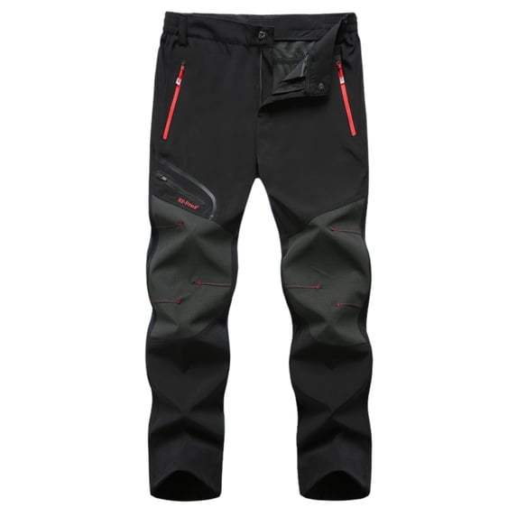 Honeeladyy Mens Snow Ski Pants,Winter Waterproof Softshell Pants Outdoor Fleece Lined Zipper Windproof Pants for Hilking Snowboarding Black XXL