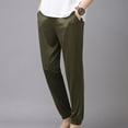 thumbnail image 1 of Honeeladyy Mens Summer Ice Silk Straight Wide Leg Pants Lightweight Elastic Waist Drawstring Stretch Golf Beach Lounge Trousers with Pockets Army Green XXL, 1 of 6