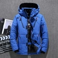 thumbnail image 1 of Honeeladyy Mens Winter Thicken Coat,Fall Warm Puffer Jacket with Removable Hood Solid Color Sport Outwear for Skiing Blue XXXXL, 1 of 3