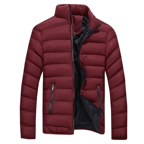 Honeeladyy Mens Winter Thicken Cotton Coat,Teenagers Warm Solid Color Short Slim Outwear for Skiing Red