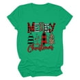 thumbnail image 1 of Honeeladyy Merry Christmas Shirts for Women Xmas Plaid Tree Letter Printed Shirt Top Short Sleeve Casual Graphic Print T Shirt for All Season Visiting Gift Z-Green S, 1 of 5