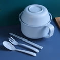 thumbnail image 1 of Honeeladyy Microwave Ramen Cooker Set Quick Ramen Bowl Set Microwave Noodle Cooker with Handle Ramen Noodle Bowl with Spoon Chopsticks Fork College Dorm Room(Light Blue), 1 of 7