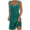 thumbnail image 1 of Honeeladyy Mini Dresses for Women Summer Sleeveless Print Beach Dress A Line Strap Vacation Sundresses Green S, 1 of 5