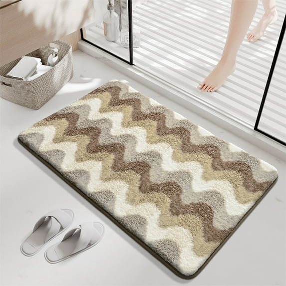 Honeeladyy Non Slip Bath Mat for Bathroom (16 x 24, Multicolor) Water Absorbent Soft Microfiber Fuzzy, Machine Washable Thick Plush Bath Rugs for Shower Spa