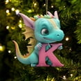 thumbnail image 1 of Honeeladyy Personalized Dinosaur Christmas Ornament 26 Letters Hanging Pendant Ornaments 2024 Plastic Initial Monogram Xmas Tree Decorations with Hanging Rope Unique Customized Fun Gift for Kids (K), 1 of 4