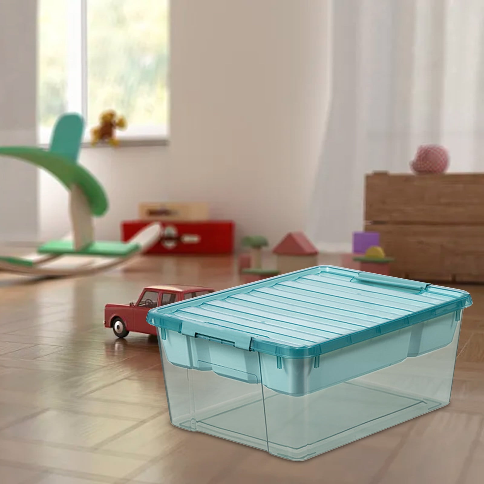 Honeeladyy Plastic Storage Box with Building Baseplate Lid Removable Tray Craft Storage Clear Storage Container for Lego Bead Sewing Tool Lingerie Cosmetics Sweets Walmart