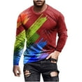 thumbnail image 1 of Honeeladyy Pullover Top for Men Long Sleeve 3D Flame Printed Round-Neck Sweatshirt Slim Fit Sport Casual Tee Shirt Blouses #Sa-Red-XL, 1 of 5