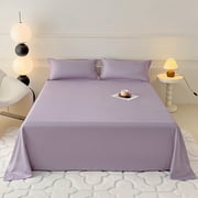 Honeeladyy Queen Flat Sheet Solid Color Top Sheet, Hotel 1-Piece, Skin-friendly and Soft Comfortable Bedding Flat Sheet, Wrinkle-Free, Stain-Resistant, 59.05x90.55 in