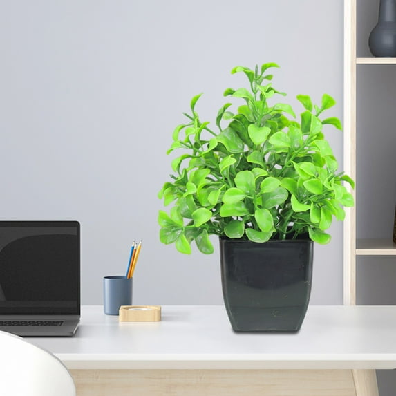 Honeeladyy Realistic Fake Potted Plants, Plastic Greenery Decor, Small Artificial Green Plant for Home, Office, Wedding, Tabletop, Shelf Decor