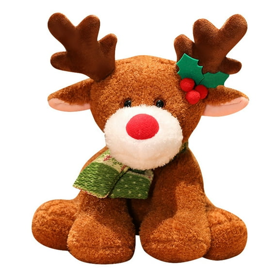 Honeeladyy Reindeer Christmas Stuffed Animals Plush Toys, 13 Inches Brown Reindeer Elks Stuffed Animals Plush Toy Soft Cute Classroom and Home Decorations, Birthday Cmas Gifts for Girls Boys Kids