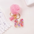 thumbnail image 1 of Honeeladyy Resin Alphabet Initial Letter Keychain Keyring for Women Purse Handbags with Faux Fur Ball Pom and Tassel, Christmas Birthday Holiday New Year Party Gifts（M）, 1 of 5