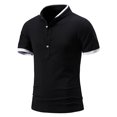 thumbnail image 1 of Lilgiuy Rollbacks Men's Stand Collar Shirts Summer Casual Short Sleeve Button Up Tee Shirt Blouses Comfy Soft Regular Fit Workwear Tops Black, 1 of 8