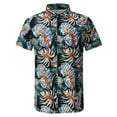 thumbnail image 1 of Honeeladyy Rollbacks Men's Tropical Short Sleeve T Shirt Palm Leaves Print Beach Aloha Hawaiian Shirt Casual Button Down Graphic Tees Tops, 1 of 5