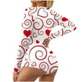 thumbnail image 1 of Honeeladyy Rollbacks Valentine's Day Onesie Pajamas Set for Women Sexy Deep V Neck Love Heart Print Jumpsuit Button Down Sexy Short Rompers, 1 of 6
