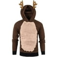 thumbnail image 1 of Honeeladyy Sales Christmas Fleece Antlers Hoodies for men Splice Warm Fur 3D Blouse Unisex Crew Neck Pullover Newest Xmas Sweatshirt, 1 of 3