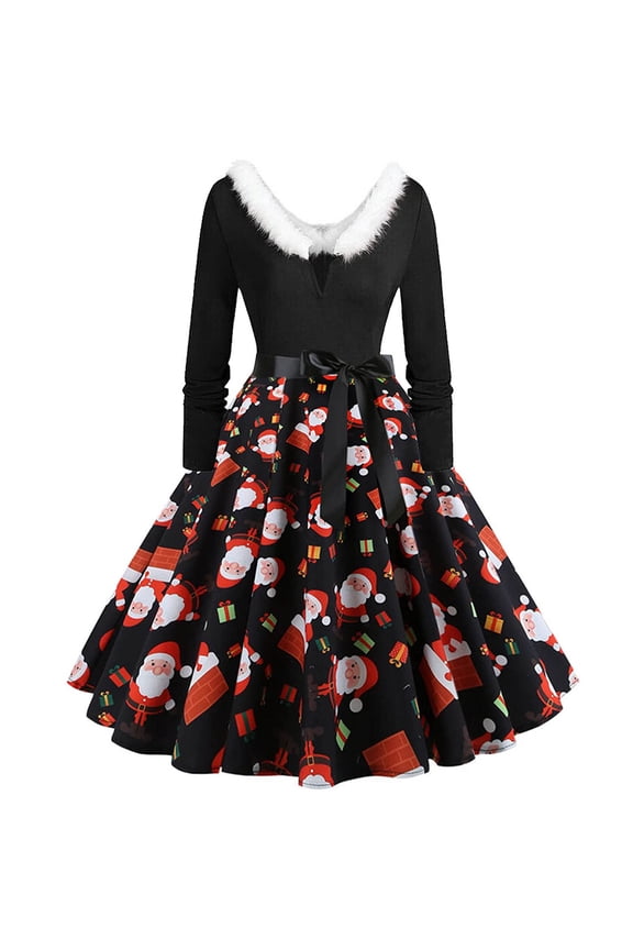 Sales Christmas Party Dresses for Women Santa Claus Costume Velvet Dress Miss Long Sleeve Christmas Dresses Mrs Midi Dress Tunic