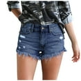 thumbnail image 1 of Honeeladyy Sales Denim Shorts for Women Cut Off Distressed Ripped Jean Shorts Stretchy Frayed Raw Hem Hot Short Jeans with Pockets, 1 of 6