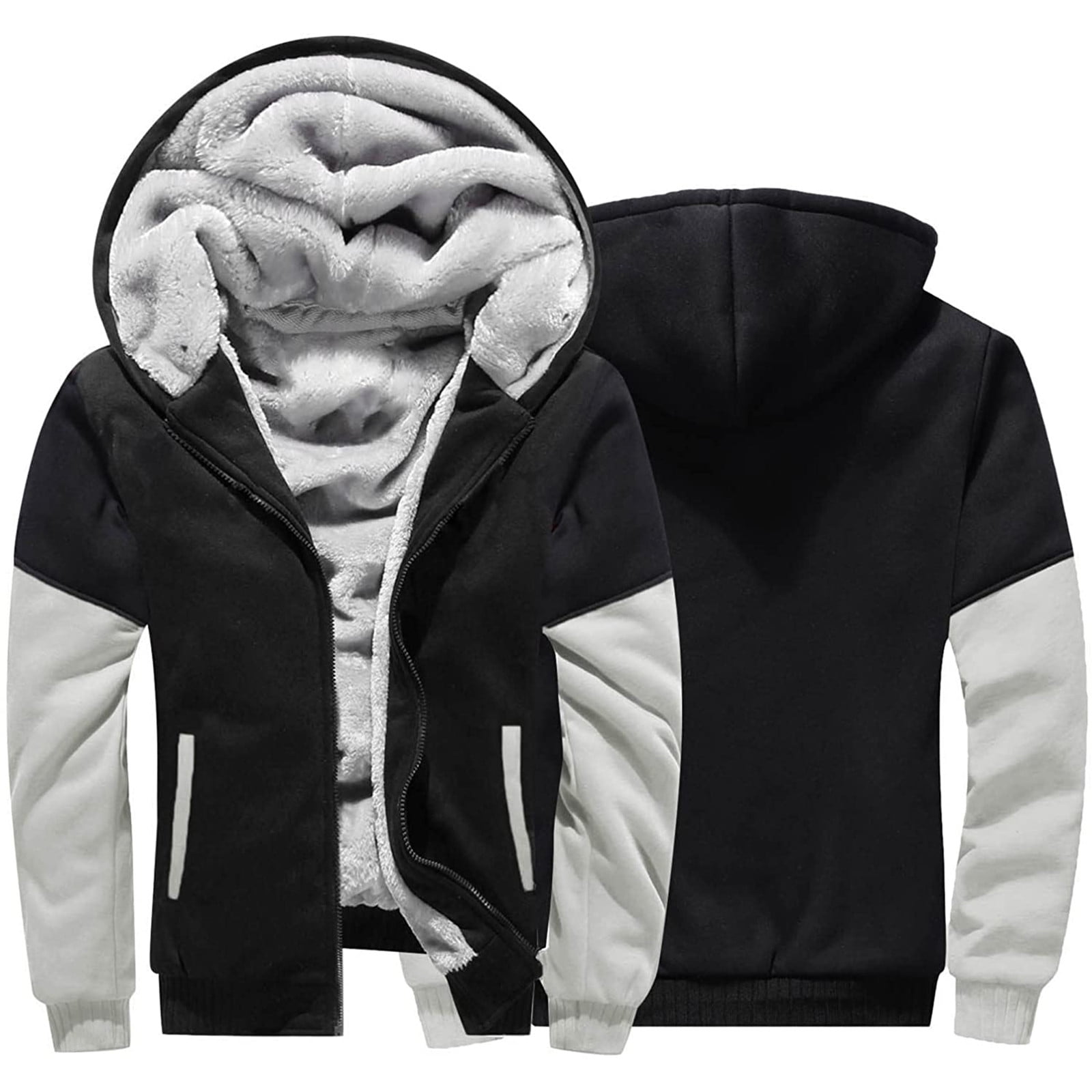 Honeeladyy Sales Hoodies for Men Full Zip Up Hooded Fleece Jackets Warm  Thick Wool Coats Sweatshirts Pullover Winter Sherpa Lined Jacket Coats -  Walmart.com