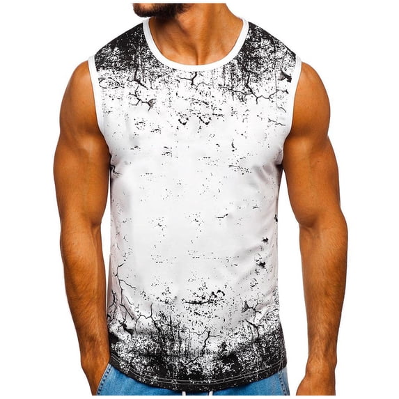 Honeeladyy Sales Men's Sports Tank Tops Big and Tall Sleeveless Tees Retro Crewneck Tunic Tops Fitness Tshirt Basketball Training Vest White