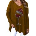 thumbnail image 1 of Honeeladyy Sales Online Christmas Holiday Blouse for Women's Loose Tunic Tops Glasses Printed Shirts Long Sleeve Casual V-Neck Pullover, 1 of 5
