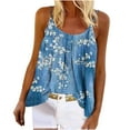 thumbnail image 1 of Honeeladyy Sales Women Floral Print Pattern Shirt Sleeveless Casual Crewneck Ruched Tank Tops Summer Loose Sling Vest Blouse, 1 of 8