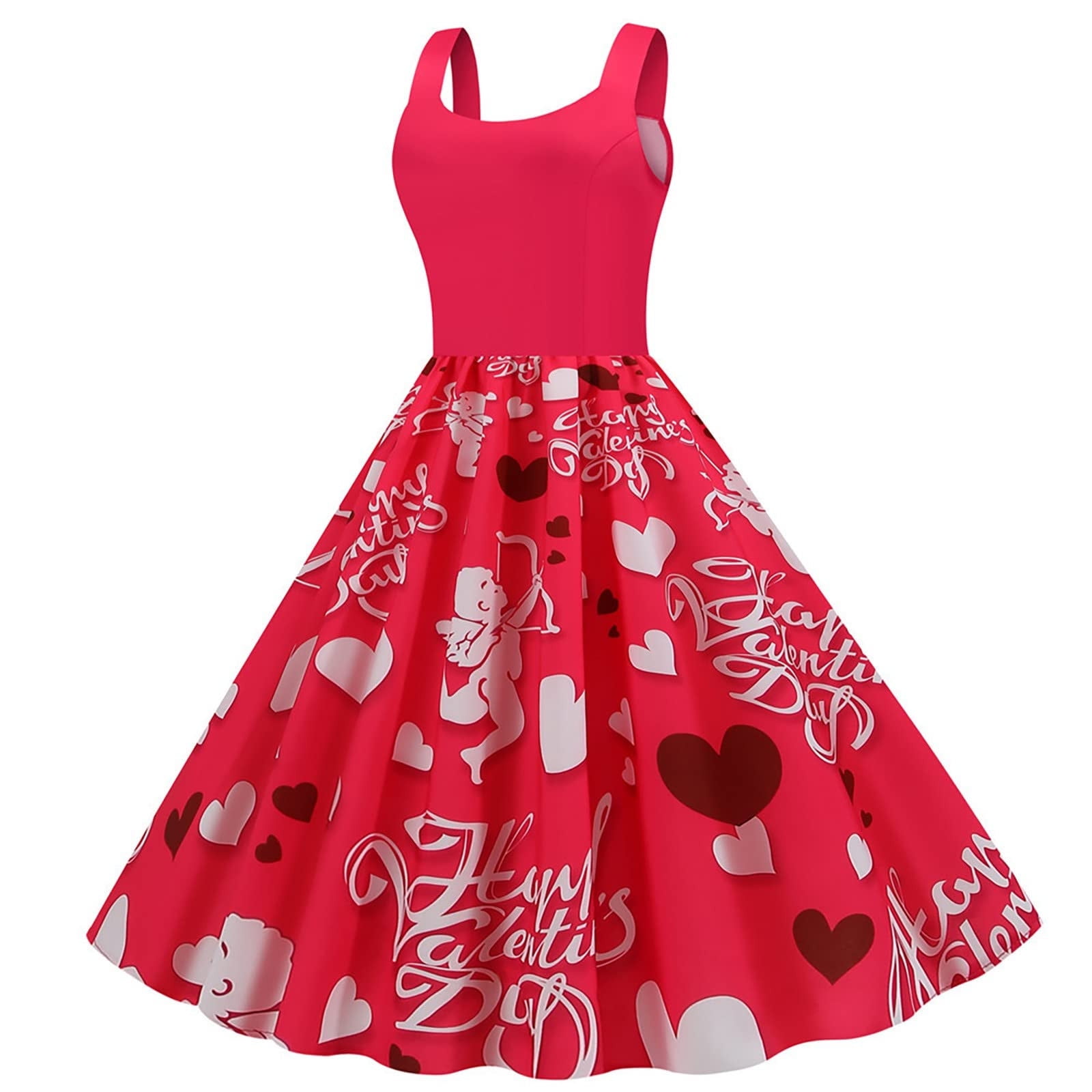 Honeeladyy Sales Women's Hepburn Vintage Cocktail Dress Love Cat Print Dress  Sleeveless Swing A-line Dress 1950s Dress Valentine's Day Dress - Walmart  Business Supplies