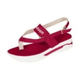 thumbnail image 1 of Honeeladyy Sandals For Women Flat Slip On Summer Sandals Casual ComFortable Flip Flops Beach Shoes Elastic Flat Sandals Christmas Gifts for Mom Red Size 43, 1 of 3