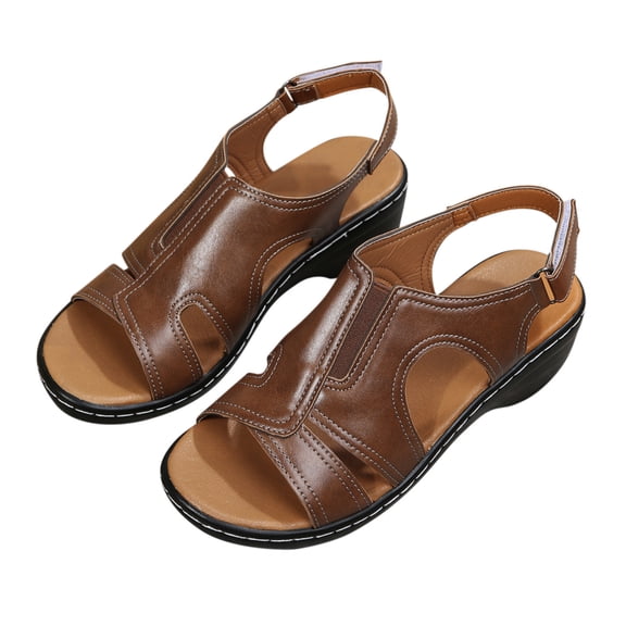Honeeladyy Sandals for Women Wide Width,Summer Comfy Platforms Sandals Shoes Beach Travel Shoe Outdoor Sandals Birthday Gift for Daughter Brown Size 35