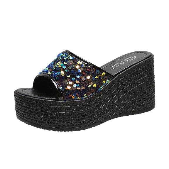 Honeeladyy Sandals for Girlfriend Thick Sole Slope Heel Women Sandals Summer Breathable Slip-on Beach Sandals