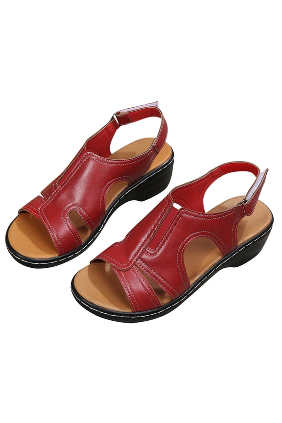 Sandals for Women Wide Width,Summer Comfy Platforms Sandals Shoes Beach Travel Shoe Outdoor Sandals Christmas Gifts for Mom Red Size 41
