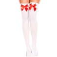thumbnail image 1 of Honeeladyy Satin Bow Stockings Women Opaque Thigh High Stockings Over Knee Long Stockings, 1 of 3