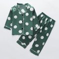 thumbnail image 1 of Honeeladyy Satin Pajamas Set for Big Girls, Floral Pattern Printed Button Down Satin Long Sleeve Top and Long Pant Set Sleepwear Loungewear for Mom Boys Kids Gifts (Green-R,12-24 Months), 1 of 8