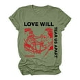 thumbnail image 1 of Honeeladyy Savings Love Will Tear Us Apart T-Shirt for Women Novelty Face Portrait Letter Print Tops Summer Casual Loose Short Sleeve Tee Green, 1 of 3