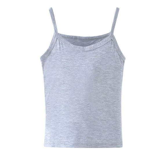 Honeeladyy School Uniform for Shirts For Kids Sleeveless Solid Graphic T-Shirt Round Neck Crop Top For Girls And Boys Tank Top Tee for Daily Playwear(Gray,11-12 Years)