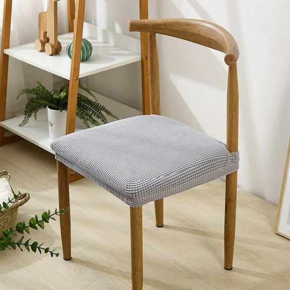 Honeeladyy Seat Covers for Dining Room Chairs, Elastic Chair Seat Covers, Removable Washable Soft Lightweight Chair Seat Protector Cushion Slipcovers for Kitchen, Office, Wedding (Gray)