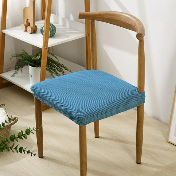 Honeeladyy Seat Covers for Dining Room Chairs, Elastic Chair Seat Covers, Removable Washable Soft Lightweight Chair Seat Protector Cushion Slipcovers for Kitchen, Office, Wedding (Blue)
