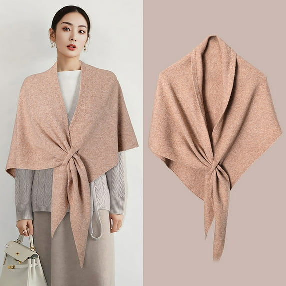 Honeeladyy Shawl Wraps Scarf for Women Trendy Solid Color Knitted Shawls and Wraps Cardigan Cape Wool Shoulder Top Sweater Shawl for Fall and Winter Wear