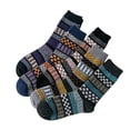 thumbnail image 1 of Honeeladyy Socks for Girl,5Pairs Men Warm Winter Socks Retro Print Thick Knit Cozy Middle Tube Socks, 1 of 2