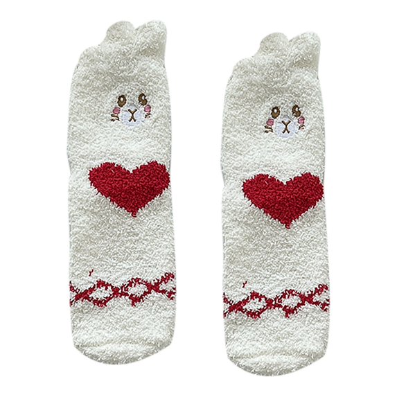 Honeeladyy Socks for Girl,Woman's Girls Cute Coloer Stripe Wave Point Print Thicken Coral Fleece Keep Warm Socks Sox