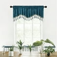 thumbnail image 1 of Honeeladyy Soft Tassles Valance Curtains, Solid Color Elegant Valances for Kitchen Bedroom Living Room, 1 Piece Blue Rod Pocket Short Window Valance, 59.06x15.75 in, 1 of 6