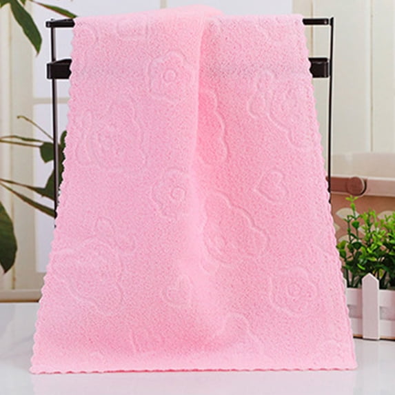 Honeeladyy Solid Color Hand Towels for Bathroom (24" x 12"), Home Soft Cotton Cute Bear Print Super Soft Highly Absorbent Lightweight Hand Towel for Bath, Hand, Face, Gym and Spa (Pink)
