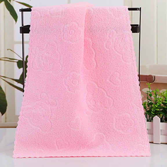 Honeeladyy Solid Color Hand Towels for Bathroom (24" x 12"), Home Soft Cotton Cute Bear Print Super Soft Highly Absorbent Lightweight Hand Towel for Bath, Hand, Face, Gym and Spa (Pink)