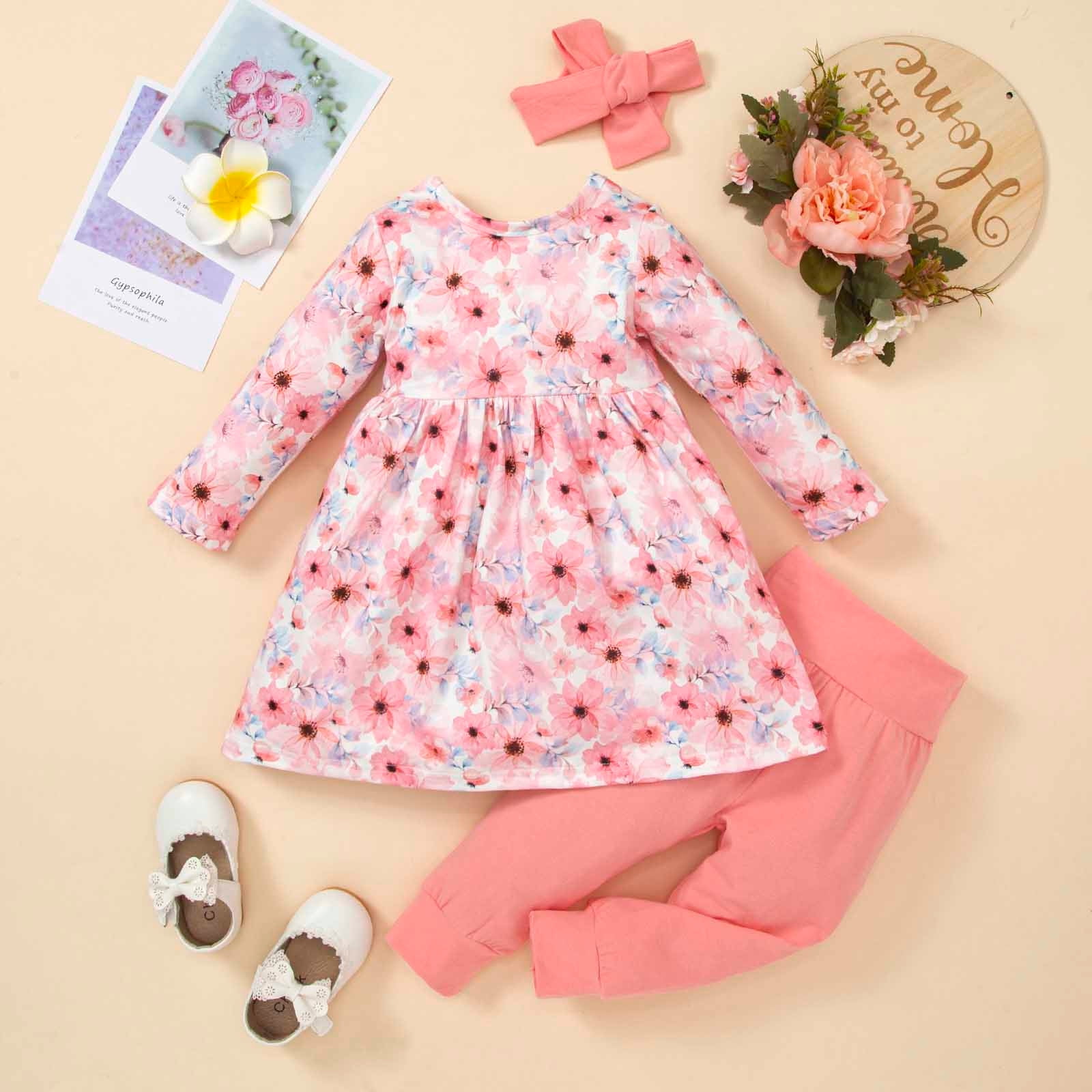 Babyhug Woven Full Sleeves Solid Color 3 Piece Party Suit with Bow - Pink