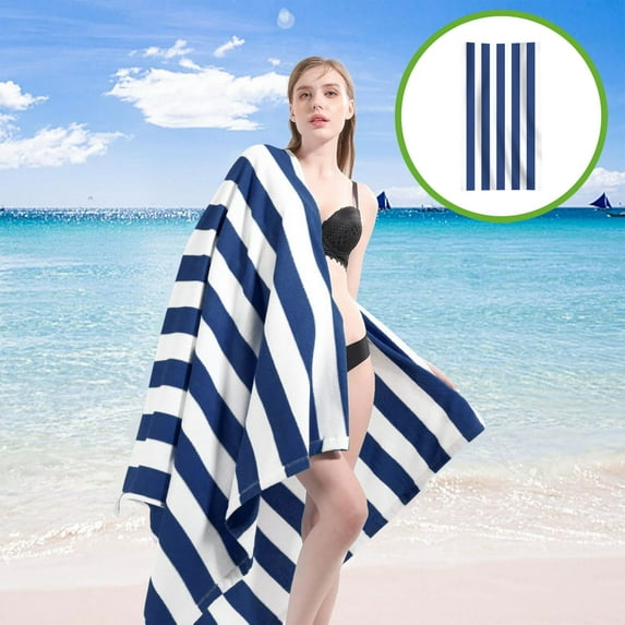 Honeeladyy Stripe Beach Towel, 24"x71" Quick Dry Sand Free Oversized Pool Swim Bath Towel, Lightweight Soft Sand Free Travel Towels Holiday Supplies, Blue