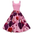 thumbnail image 1 of Honeeladyy Summer Dress Vintage Dress Women Elegant Sleeveless Print Dresses - O Neck Evening Party Swing Dress Women's simple dresses, 1 of 7