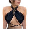 thumbnail image 1 of Honeeladyy Summer Sales Crisscross Cut Out Vest for Women Sexy Halter Wrap Bandage Self Tie Crop Tops Backless Sleeveless Summer Tank Tops Black, 1 of 6