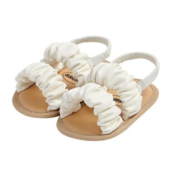 Honeeladyy Summer Sales Infant Baby Girl Boy Sandals Summer Outdoor Beach Shoes Flower Bowknot Non Slip Newborn Toddler First Walking Shoes (White,6-8 Months)