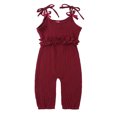 thumbnail image 1 of Honeeladyy Summer Sales Summer Toddler Girls Infant Jumpsuit Overalls Cotton Linen Ruffles One Piece Kids Romper Clothing, 1 of 8