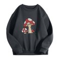 thumbnail image 1 of Honeeladyy Summer Sales Women's Oversize Sweatshirt Funny Novelty Mushroom Plant Print Long Sleeve Shirts Casual Crewneck Loose Fit Jumper Tops Dark Gray, 1 of 7