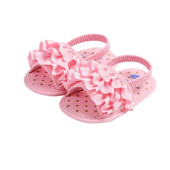 Honeeladyy Summer Savings Infant Baby Girls Boys Open Toe Sandals Summer Polka Dot Crib Shoes Toddler Soft Sole Dress Flat Shoes (Pink,9-11 Months)